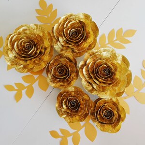 White black Gold, crepe paper flowers wall decor, large paper flowers roses, eid baby shower bridal, sweet 16 Gatsby, Gold Black Birthday image 5