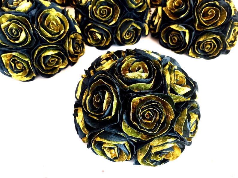 Centerpieces, black gold paper Flowers Roses in box, Birthday gifts for her Mothers Day Table decor wedding Party bridal Shower gatsby prom image 4