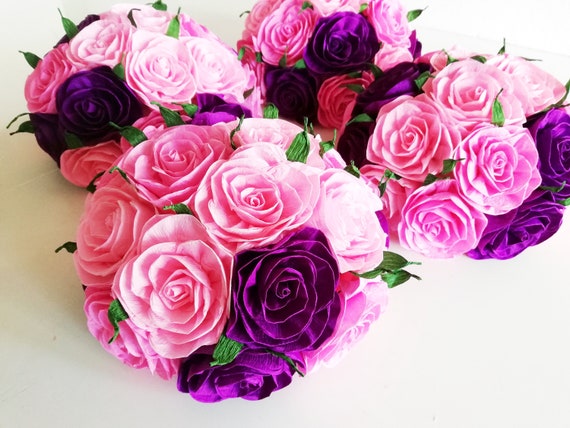 centerpieces wedding plum pink purple paper Flowers Rose girls Baby Shower table setting mehndi decor party Birthday sweet 16 reception Il_570xn