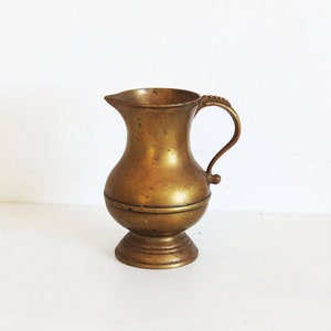 Vintage Karaffe Brass Vase Jar Carafe with handle Flower Vase