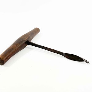 Vintage hand drill auger drill with wooden handle