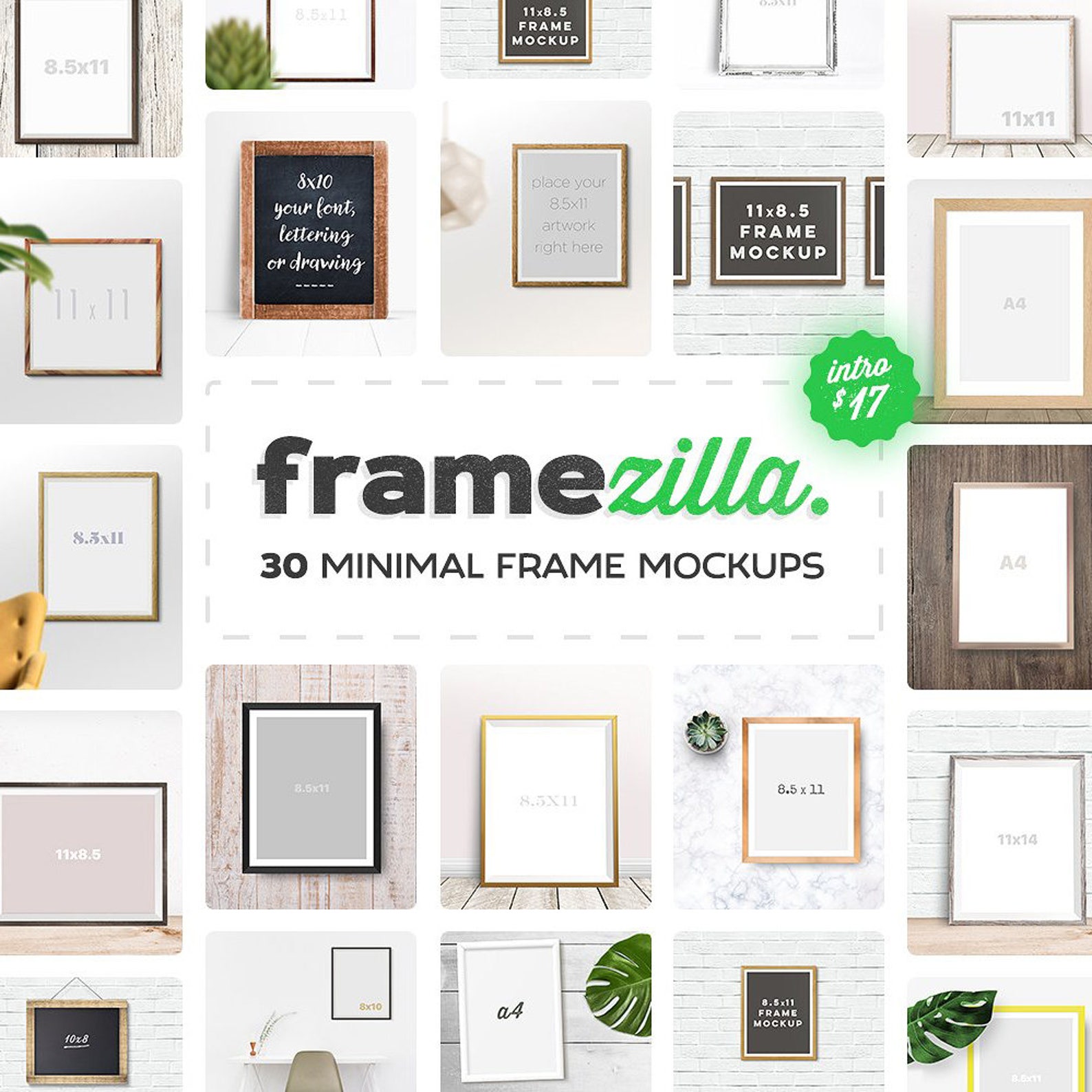 Framezilla 30 Minimal Vertical and Horizontal Frame Mockups to Show