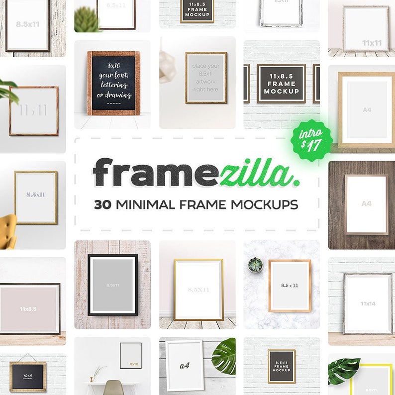 Framezilla 30 Minimal Vertical and Horizontal Frame Mockups to Show