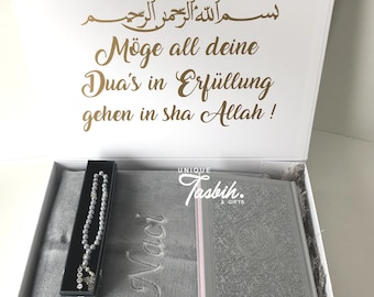 Juego de regalo musulmán / nombre Alfombra de oración / Hadj set Umrah / Regalo de Ramadán / / Regalo hecho a mano / Regalo de nombre / regalo / Regalo de Nikah / Hecho a mano / Tasbih /