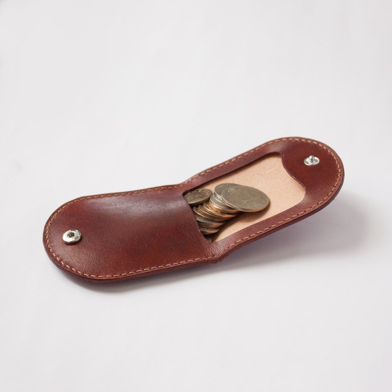 Leather coin case / wallet Hand stitched genuine Italian veg Etsy