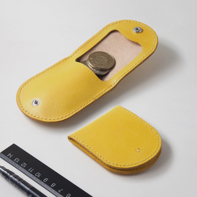 Leather coin case / wallet Hand stitched genuine Italian veg Etsy