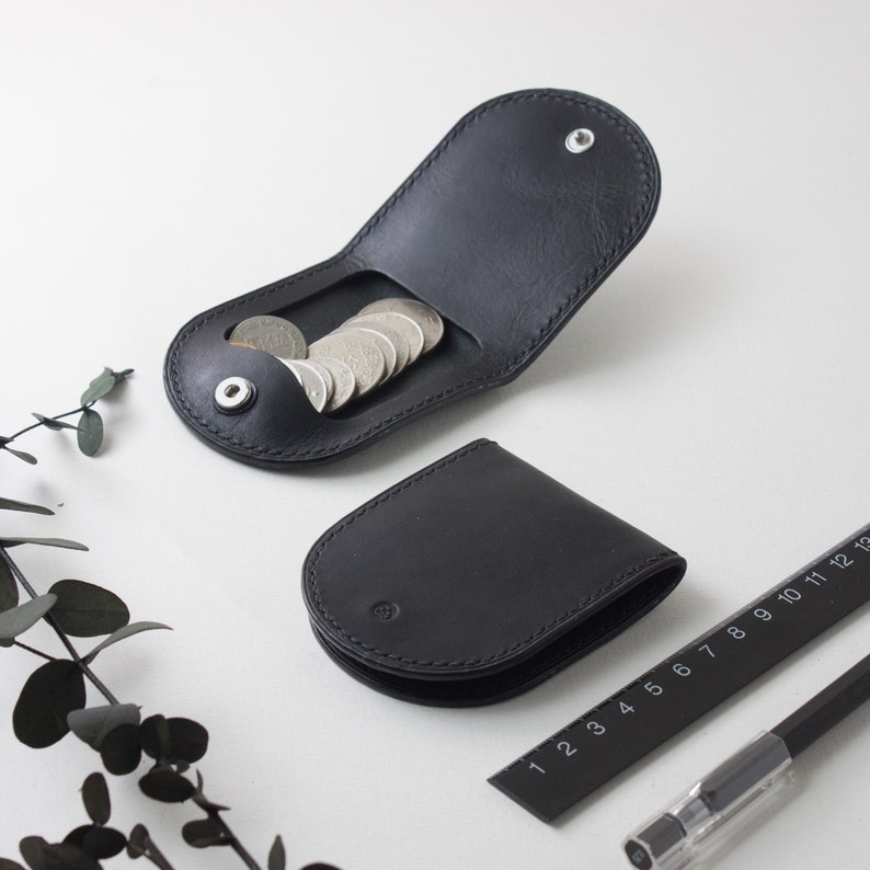 Leather coin case / wallet Hand stitched genuine Italian veg Etsy