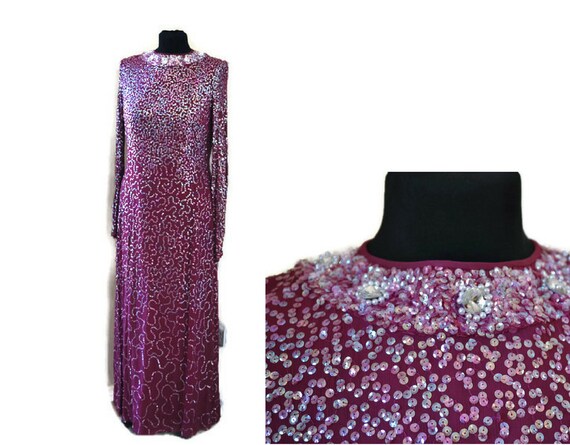 Purple Dress // Vintage 1960's Purple Beaded Eveni