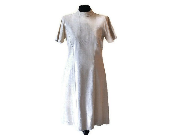 cream shift dress