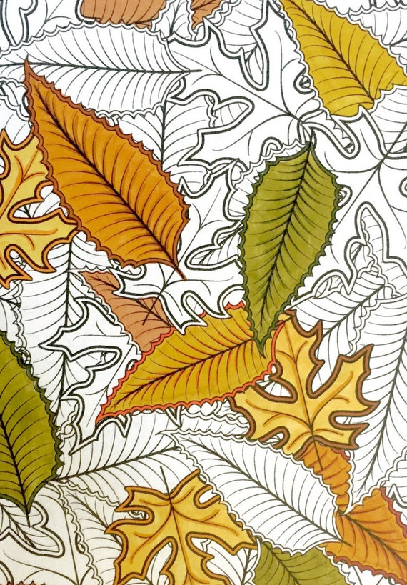 Advanced Coloring Page Autumn Leaf Collage