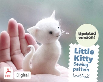 Sewing Pattern PDF  - Felt Little Kitty / Kitten -   LoveLingZ cat creature tutorial PDF
