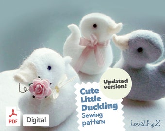 Sewing Pattern PDF  - Felt Cute Little Duckling / Duck -  Digital DIY plushie tutorial