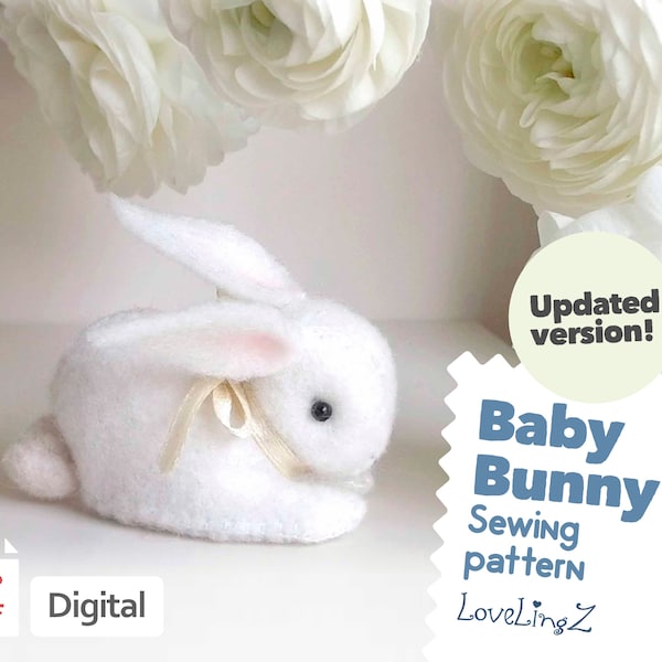 Sewing Pattern PDF - Felt Baby Bunny / Rabbit -  Instant download DIY tutorial