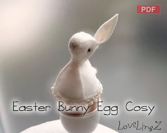 Sewing Pattern, PDF  -- Felt  Easter Bunny Egg Cosy / Rabbit --  Instant Download, Tutorial, DIY, LoveLingZ