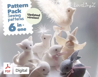 Sewing Pattern PDF Pack  - 6-in-1 LoveLingZ Pattern Collection -  Instant Download, Animal Tutorial