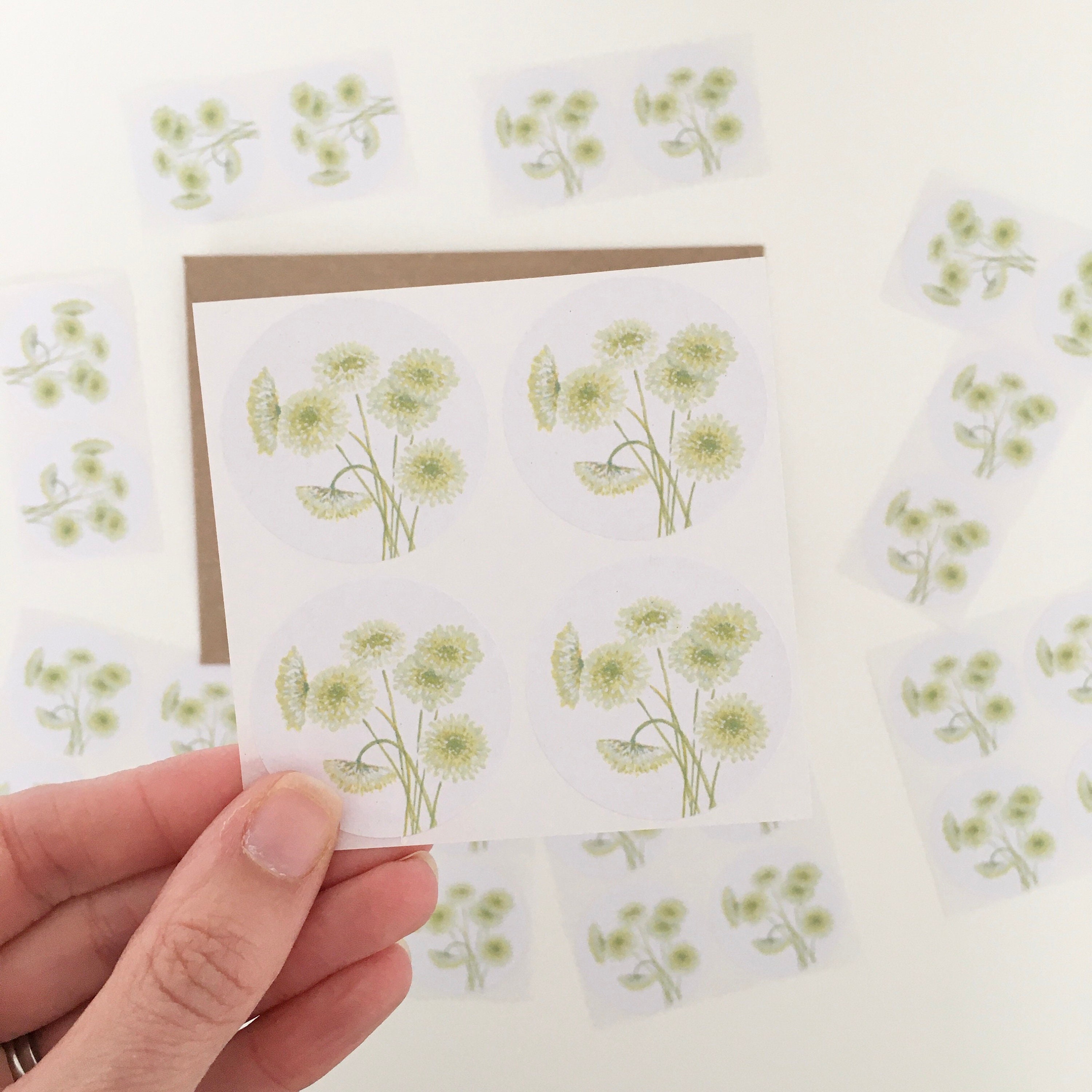 Round floral stickers flower stickers envelope stickers set Etsy
