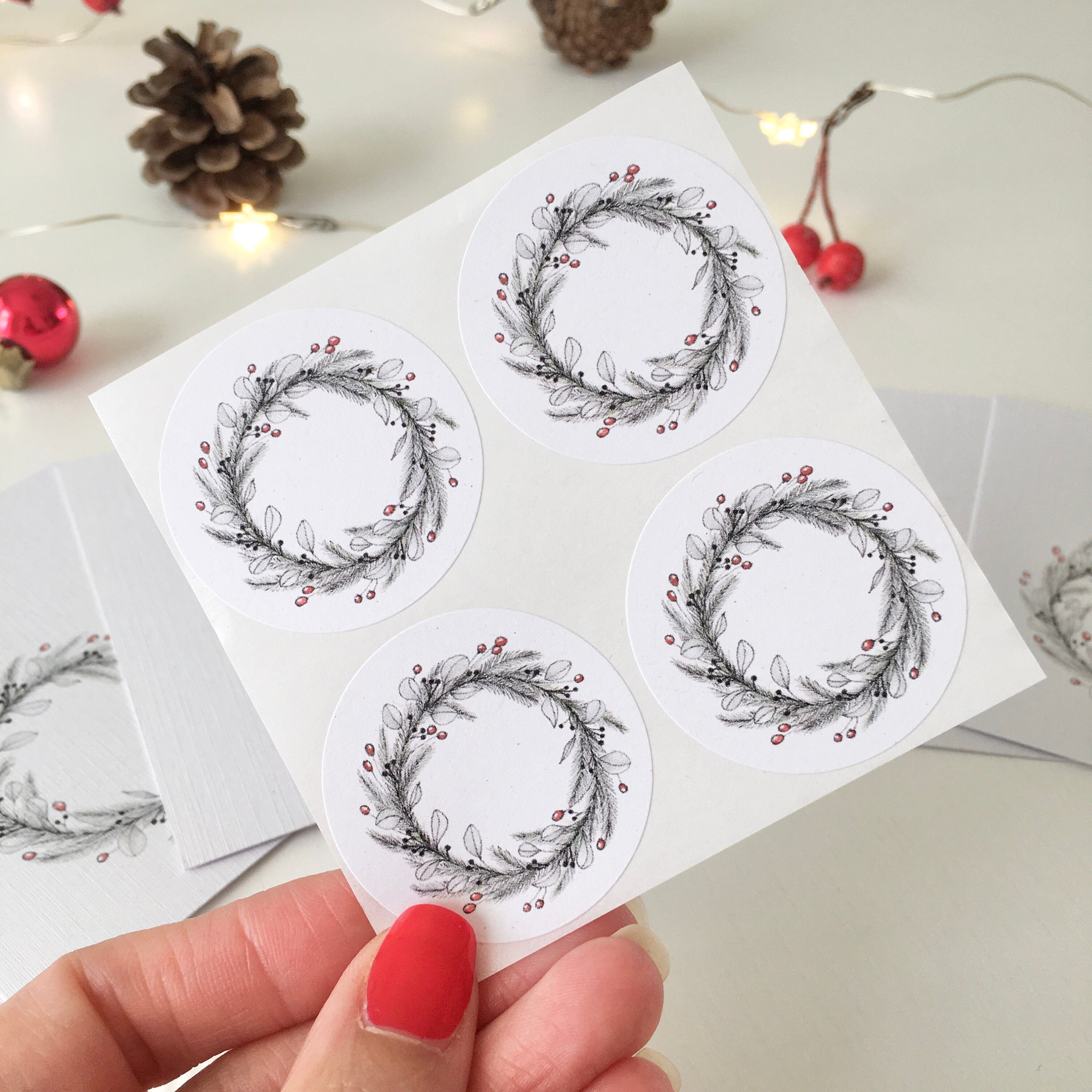 Christmas wreath stickers festive stickers eco friendly Etsy