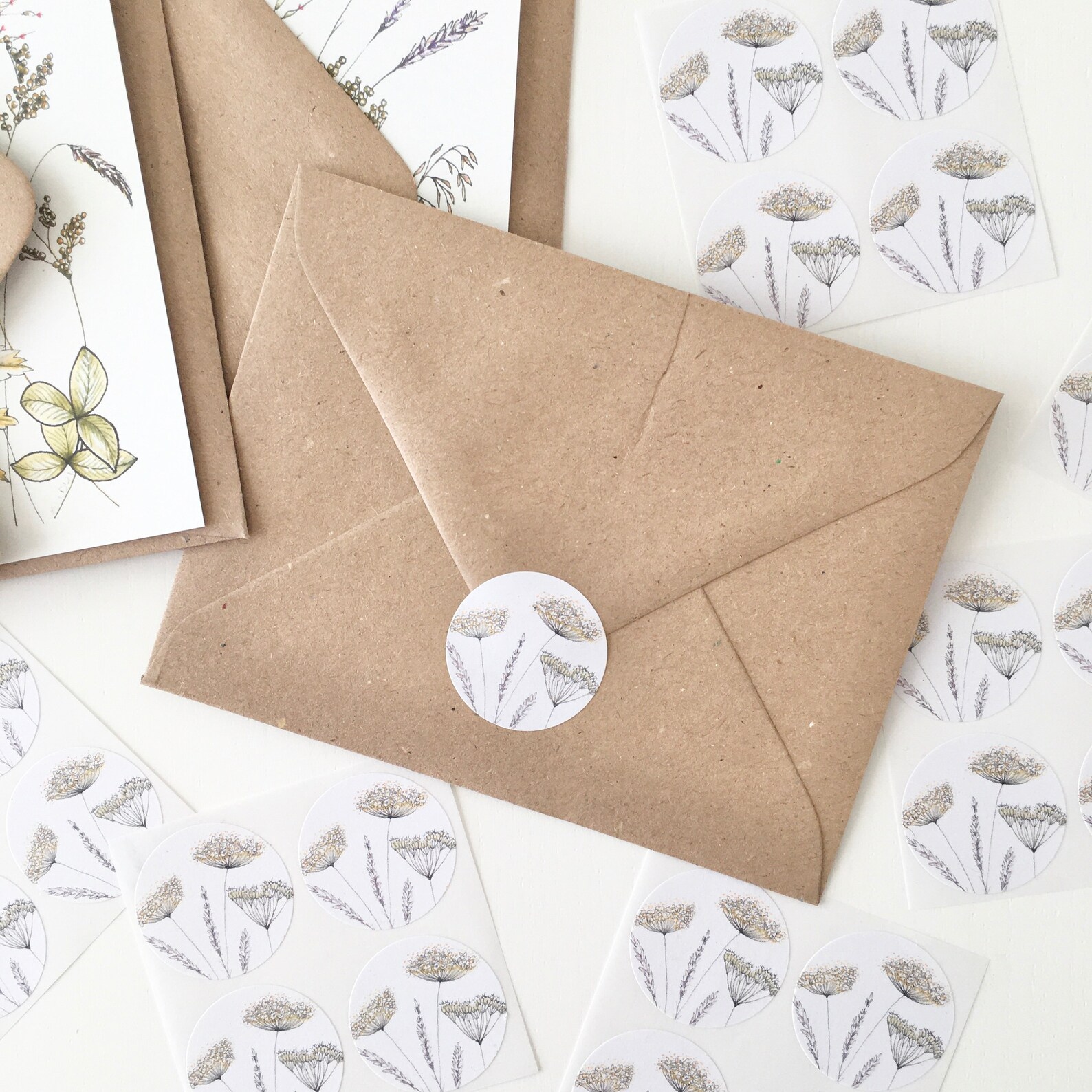 Round grasses stickers floral sticker pack envelope seals Etsy