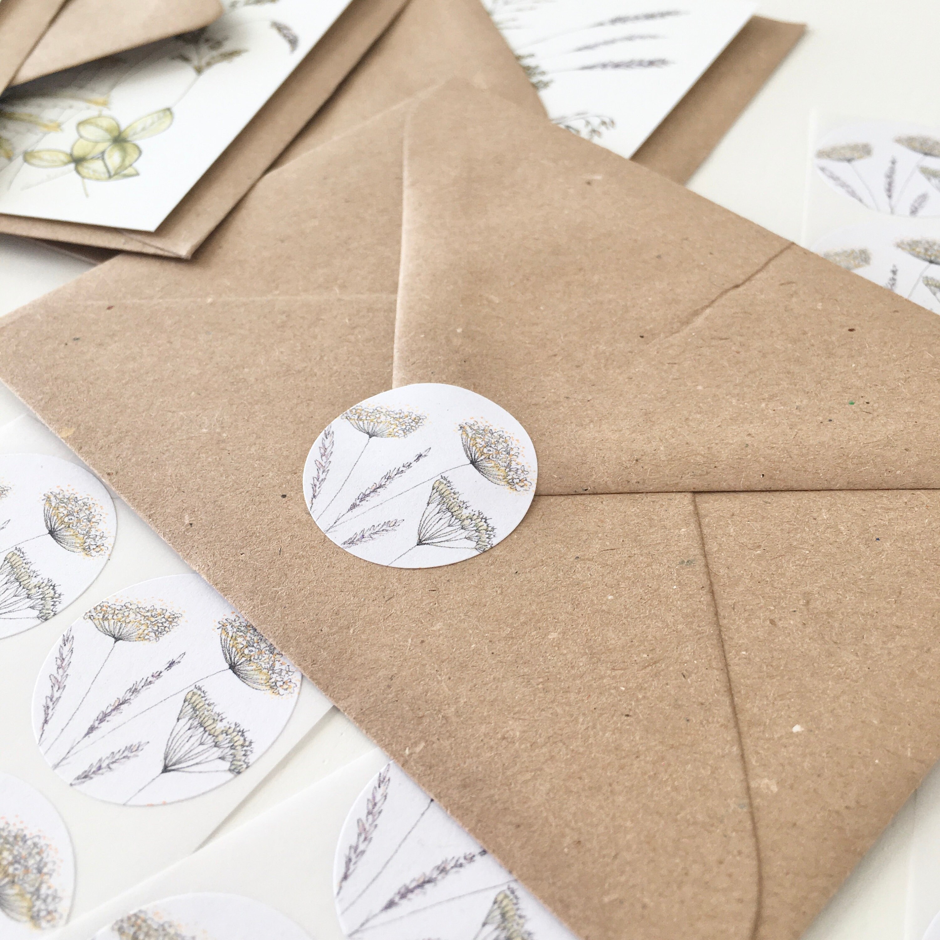 Round grasses stickers floral sticker pack envelope seals Etsy
