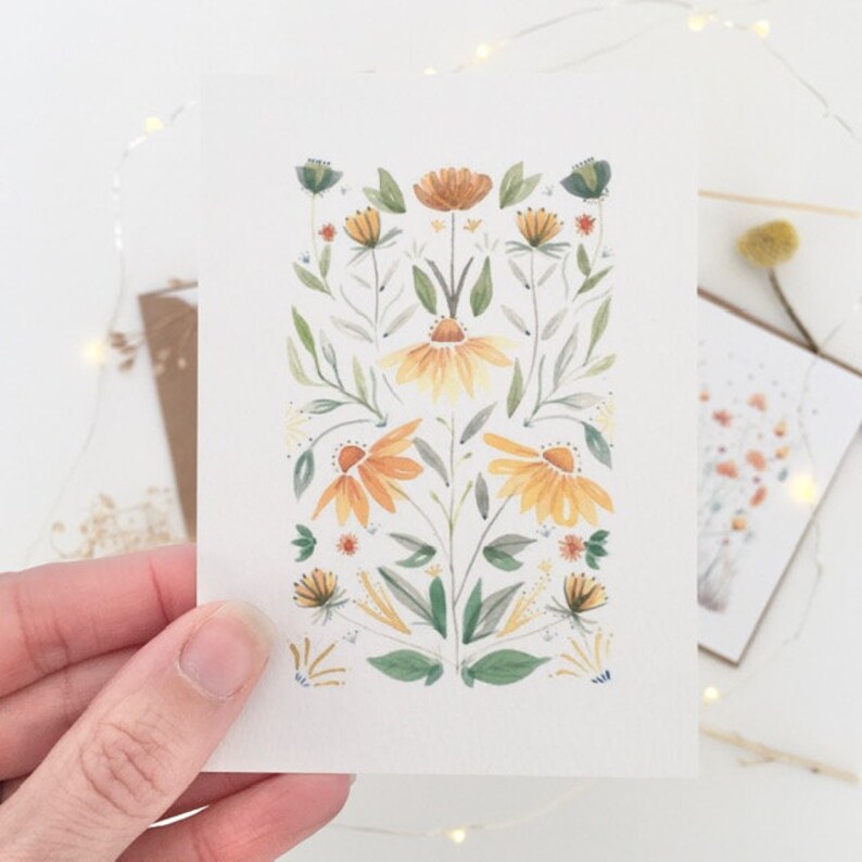botanical illustration mini postcards Arts /& Crafts inspired notelets floral letter set