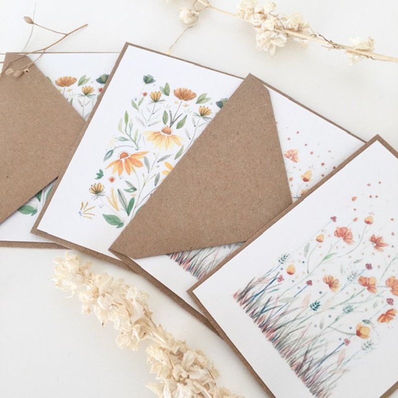 botanical illustration mini postcards Arts /& Crafts inspired notelets floral letter set