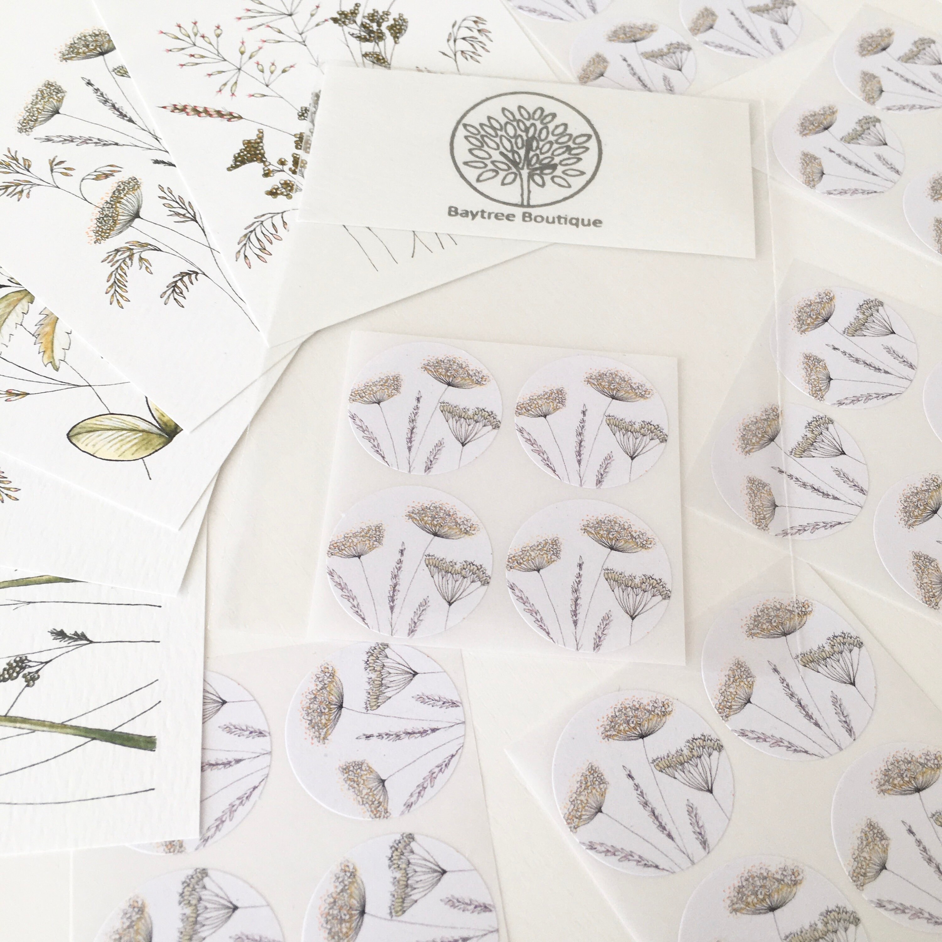 Round grasses stickers floral sticker pack envelope seals Etsy