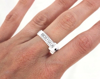 Adjustable ring sizer, UK ring sizer, adjustable UK measurement ring size tool, ring sizing tool, ring sizing strap