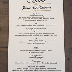 Classic and elegant menu, gold and black, fully customizable