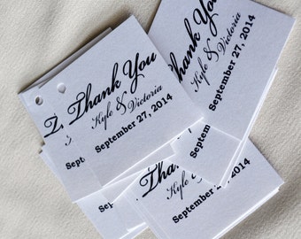 Favores de boda, etiquetas de agradecimiento, con agujeros, cintas opcionales