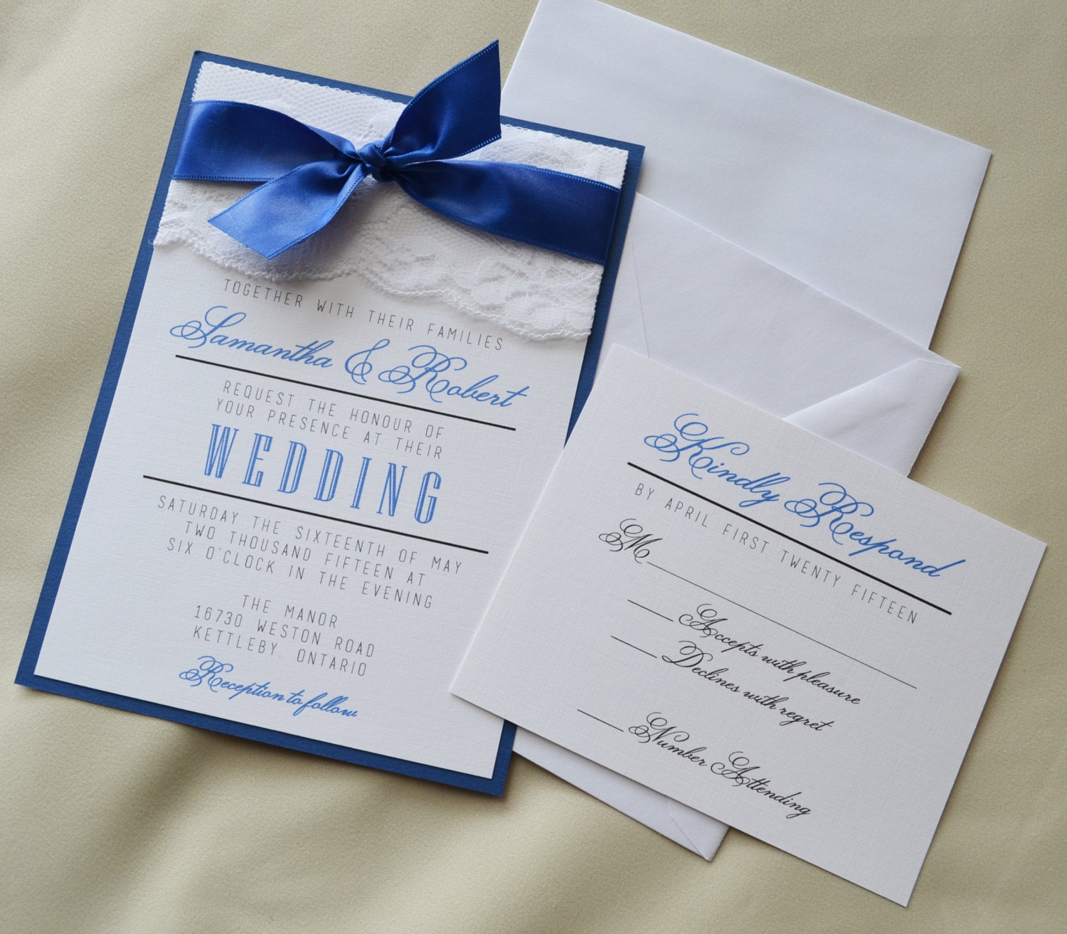 Royal Blue Wedding Invitation White and Royal Blue | Etsy