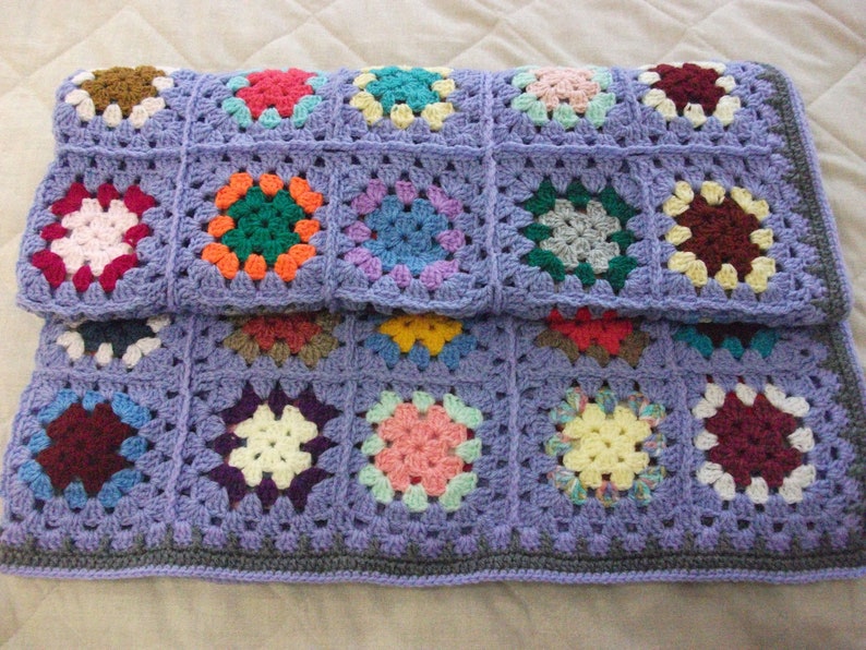joined in blue Crochet blanket perfect lap afghan nursery blanket