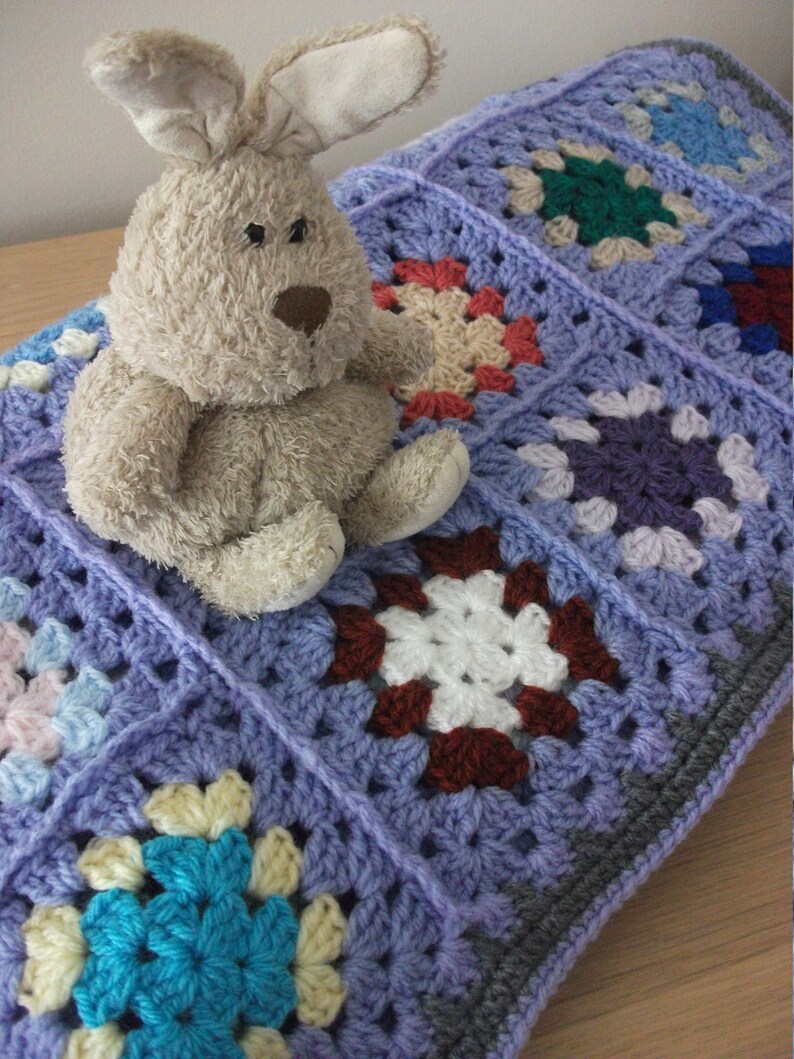 joined in blue Crochet blanket perfect lap afghan nursery blanket