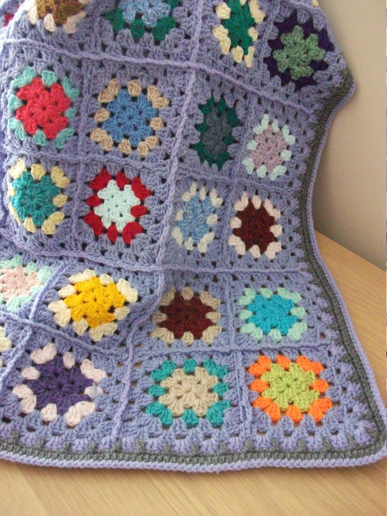 joined in blue Crochet blanket perfect lap afghan nursery blanket