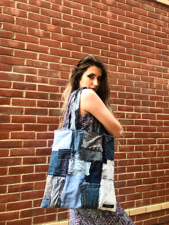 Patchwork Denim Tote Bag