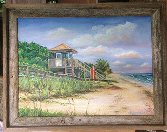 Giclee Canvas Print from Oil Painting of Vero Beach Tracking Station Lifeguard Shack by Buddy Brown
