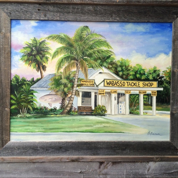 Wabasso Tackle Shop Canvas Giclee From Oil Painting Old Vero Beach Florida