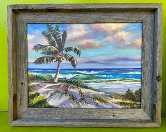 Original Oil painting on 12 X 16 Canvas of Old Riomar Beach in Vero Beach Florida by Buddy Brown / a study of an old A E Backus painting