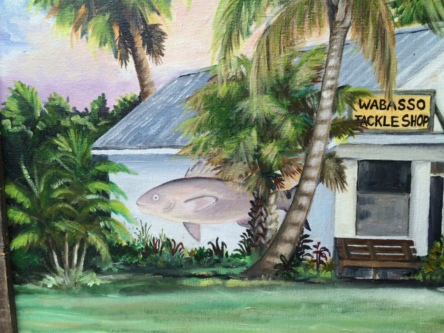 Wabasso Tackle Shop Canvas Giclee From Oil Painting Old Vero Beach Florida  -  Canada