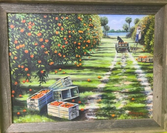 Orange Grove at Old Orchid Island, Vero Beach, Florida" Unframed 18 X 24" Canvas Giclee Reproduction from original  painting by Buddy Brown