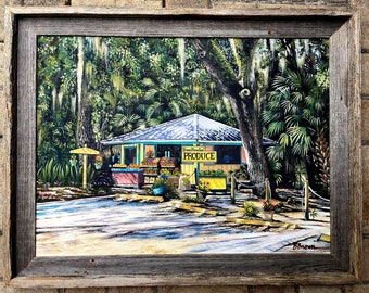 Kroegels Produce Stand, Sebastian, Florida by Buddy Brown / Unframed 18 x 24 Hand-Textured Canvas Giclee Print