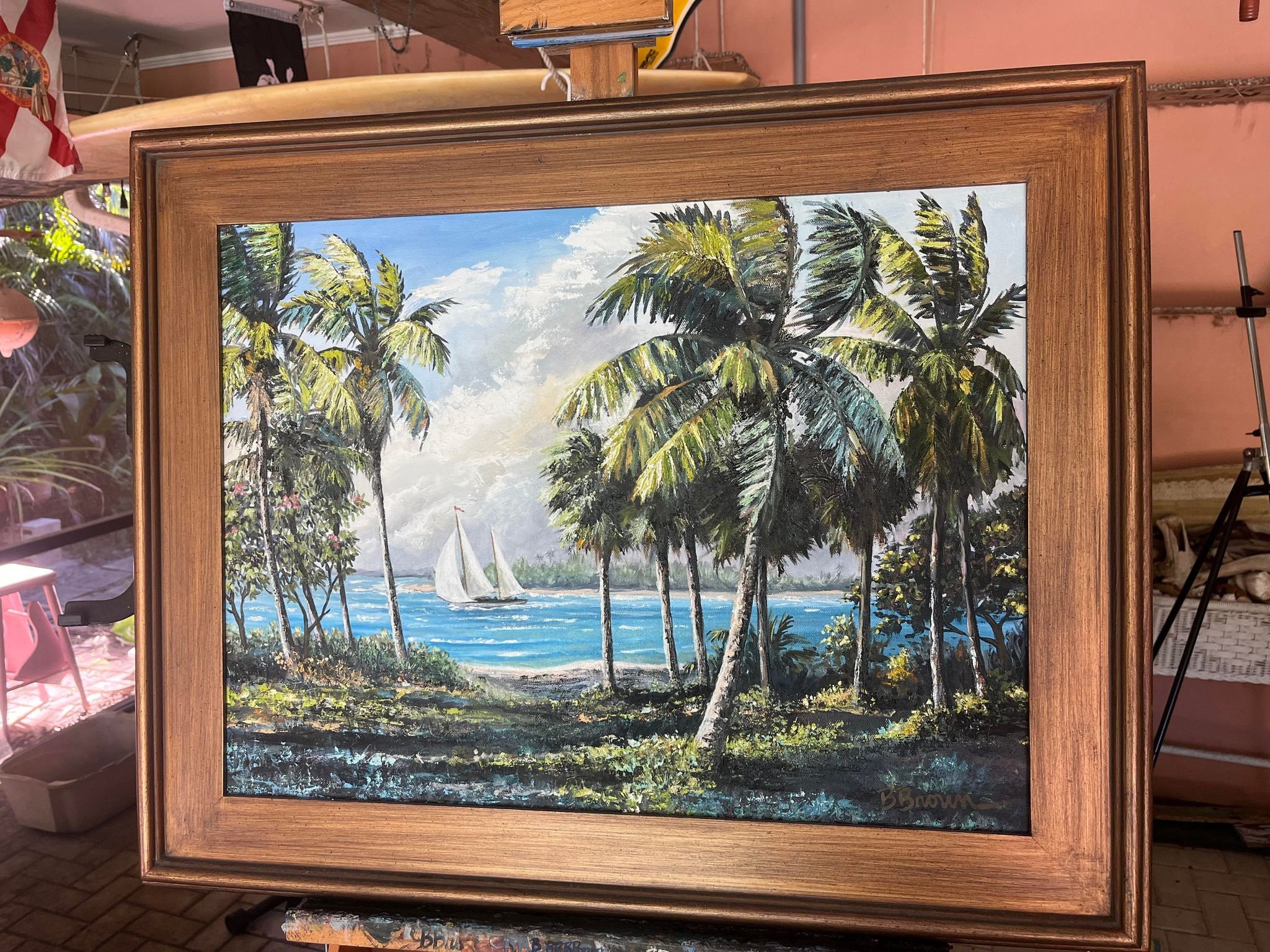 Original Oil Painting of Old Fort Pierce Inlet /A. E. Backus Study by