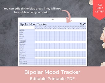 Printable Bipolar Mood Tracker Monthly Bipolar (Download Now) - Etsy
