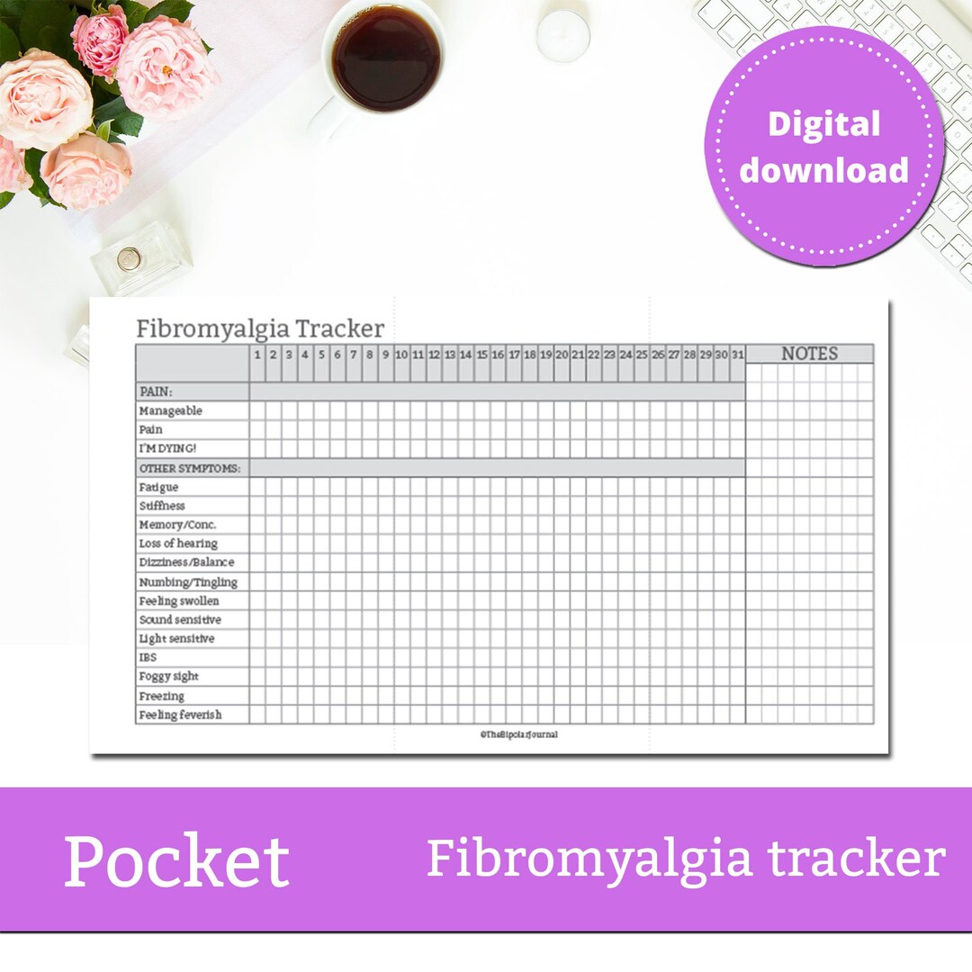 FIBROMYALGIA SYMPTOM TRACKER, Track Your Symptoms. | Printable Pocket ...