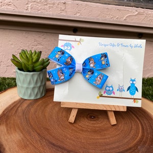 Blue Heeler Dog Hair Bow; Blue Cartoon Dog Hair Bow