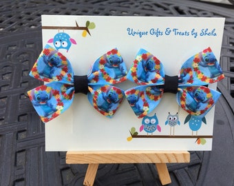 Disney Stitch Hair Bows; Lilo and Stitch Hair Bows