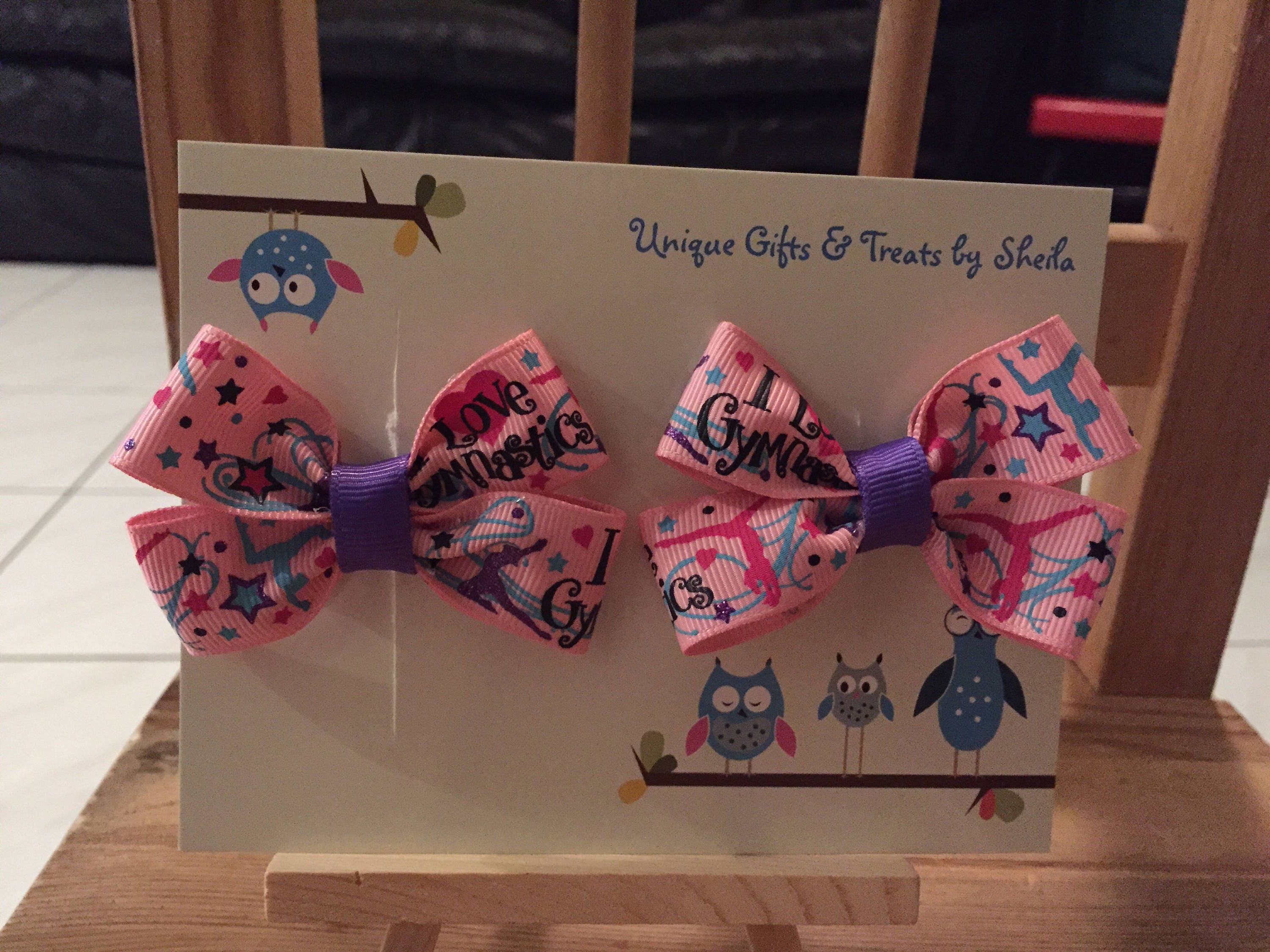 I Love Gymnastics Hair Bows Etsy