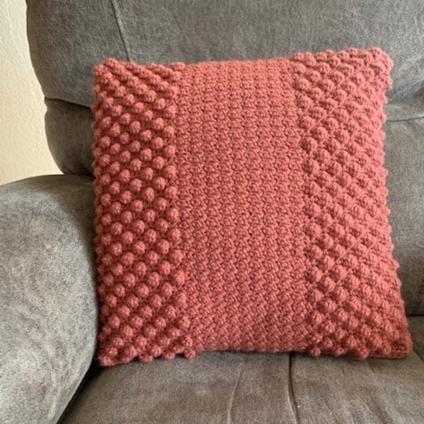 Easy Bobble Stripe Pillow Cover • Crochet Pillow Cover Pattern • Pillowcase Crochet Pattern • Easy Crochet Digital Pattern • Crochet Decor