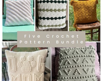 five crochet throw pillow cover patterns ebook - crochet pattern ebook - our most popular crochet pillow cover patterns in one