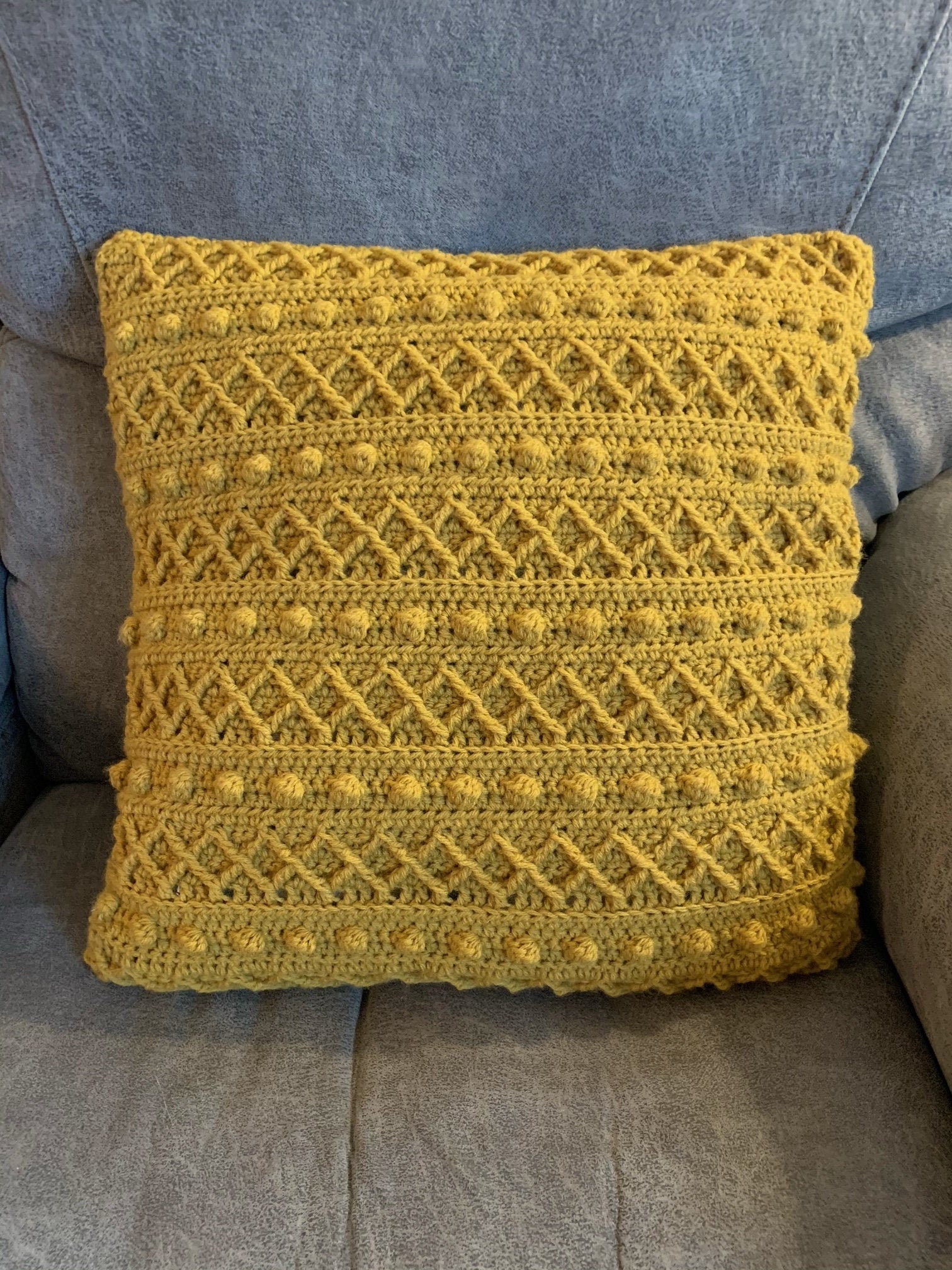 Diamond Bobble Boho Throw Pillow Cover Crochet Pattern Etsy