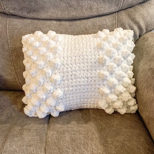 Bookend Bulky Bobble Crochet Pillow Pattern • Crochet Pillow Cover Pattern • Bulky Throw Pillow Pattern